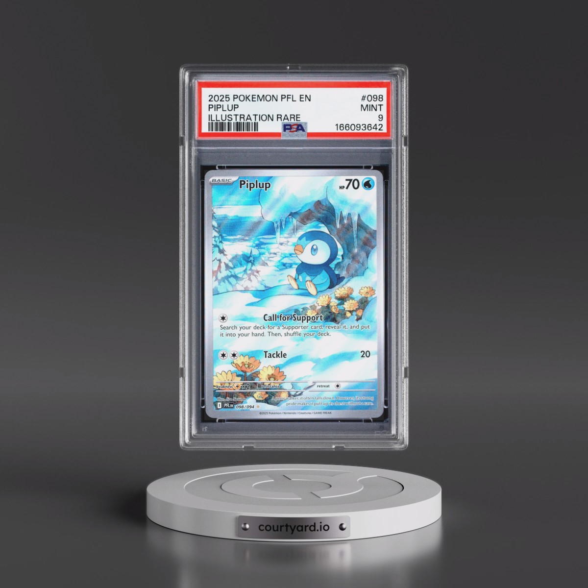 2025 Pokémon Pfl EN-Phantasmal Flames #098 Piplup - Illustration Rare (PSA 9 MINT)