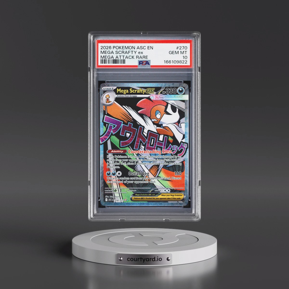 2026 Pokémon Asc EN-Ascended Heroes #270 Mega Scrafty EX - Holo Mega Attack Rare (PSA 10 GEM MINT)