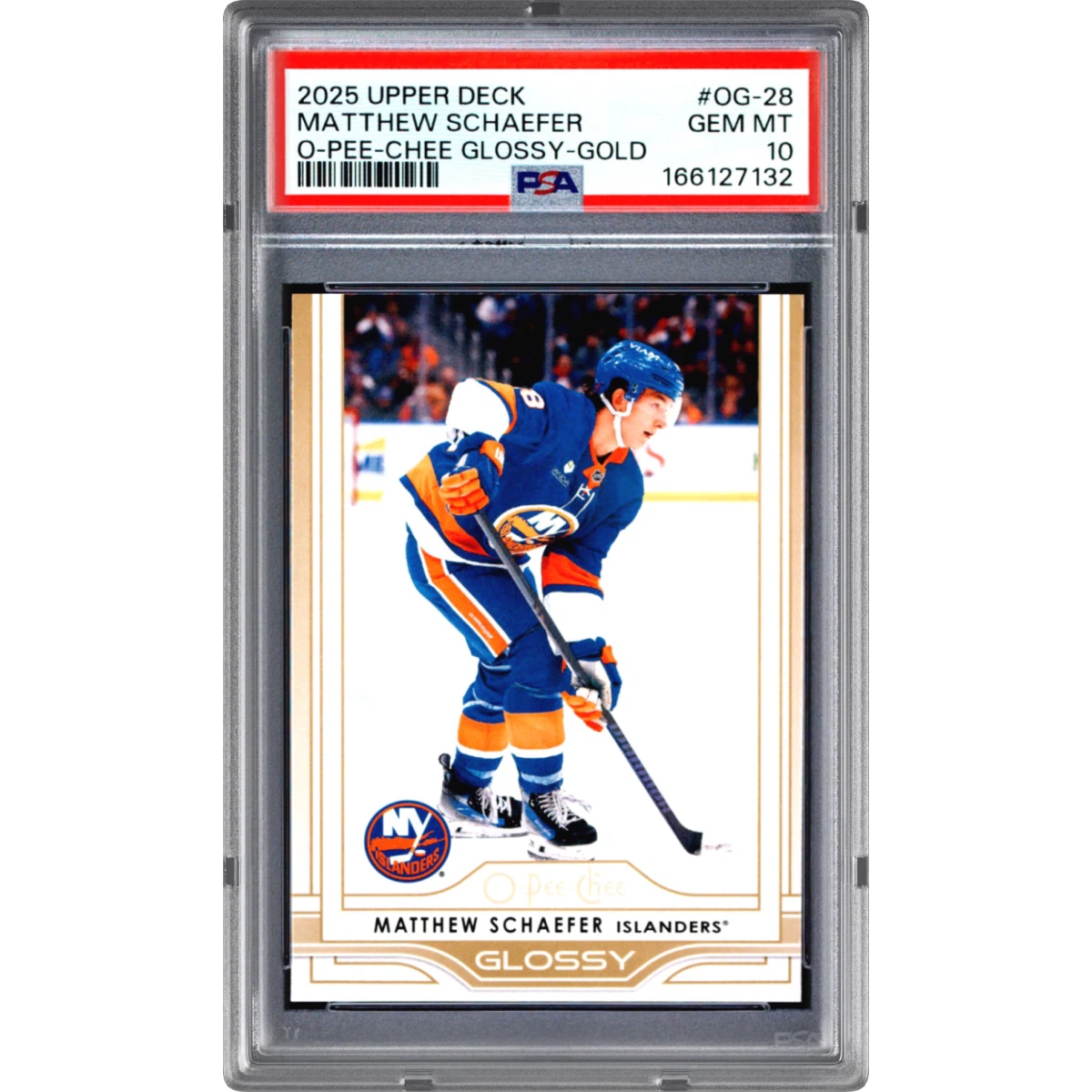 2025 Upper Deck O-Pee-Chee Glossy #OG-28 Matthew Schaefer - Gold (PSA 10 GEM MINT)