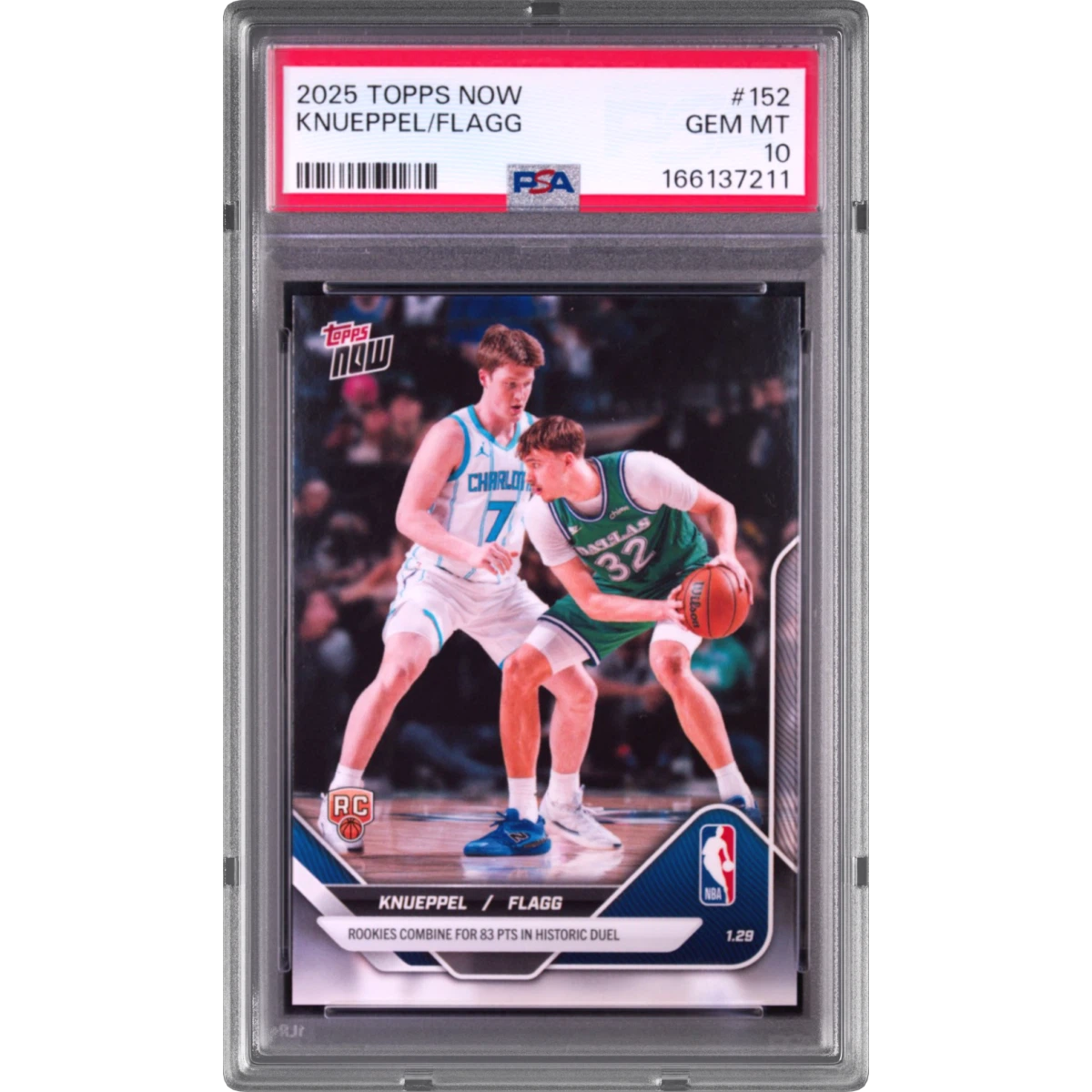2025 Topps Now #152 Cooper Flagg/Kon Knueppel (PSA 10 GEM MINT)
