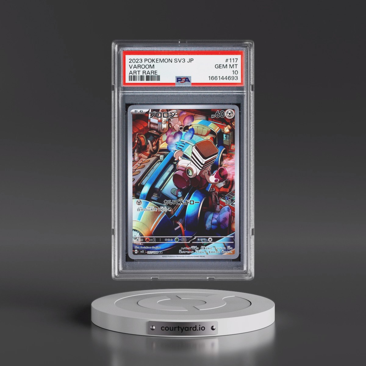 2023 Pokémon SV3-Ruler of the Black Flame #117 Varoom - Art Rare (PSA 10 GEM MINT)
