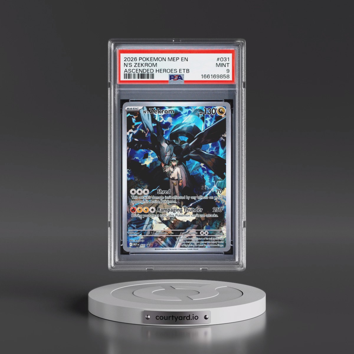 2026 Pokémon Mep EN-Me Black Star Promo #031 N's Zekrom - Ascended Heroes Elite Trainer Box (PSA 9 MINT)