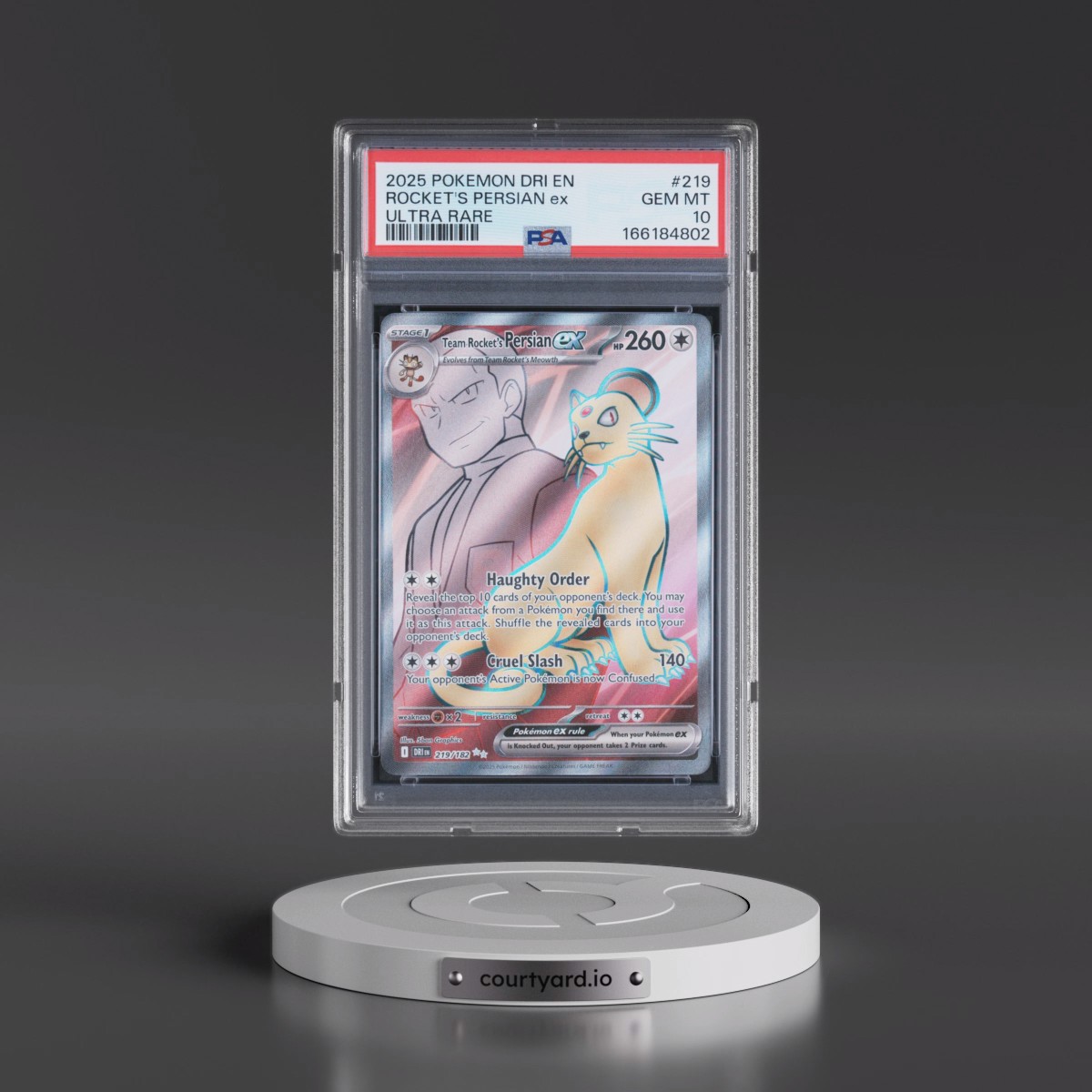 2025 Pokémon Dri EN-Destined Rivals #219 Team Rocket's Persian EX - Holo Ultra Rare (PSA 10 GEM MINT)