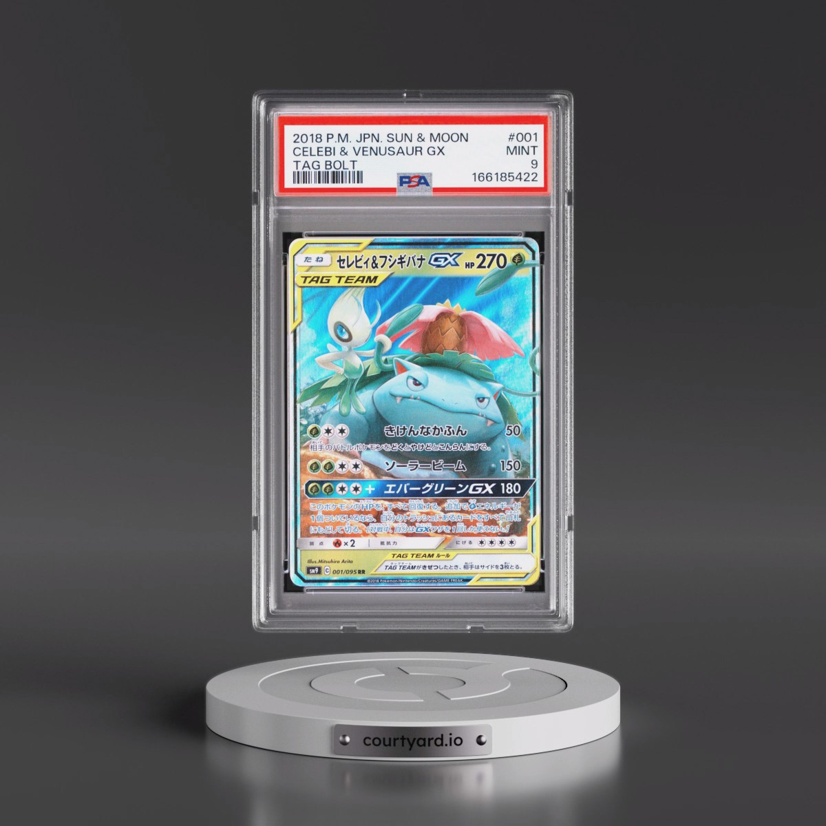2018 Pokémon Sun & Moon Tag Bolt #001 Celebi & Venusaur GX - Holo (PSA 9 MINT)