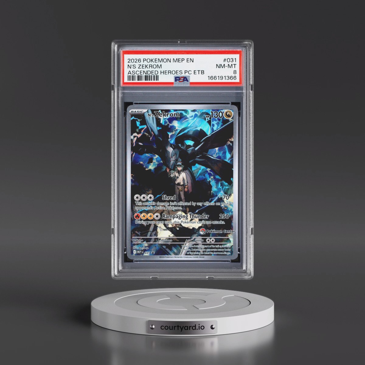 2026 Pokémon Mep EN-Me Black Star Promo #031 N's Zekrom - Ascended Heroes Pokemon Center Elite Trainer Box (PSA 8 NM-MT)