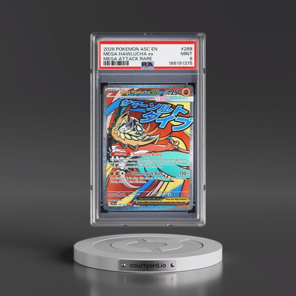 2026 Pokémon Asc EN-Ascended Heroes #268 Mega Hawlucha EX - Holo Mega Attack Rare (PSA 9 MINT)
