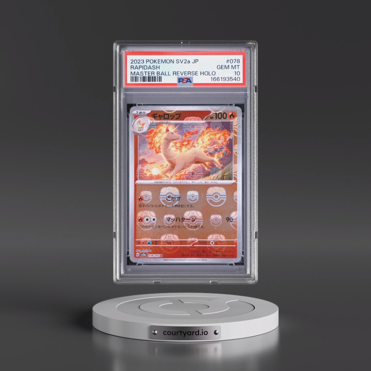 2023 Pokémon Sv2a-Pokémon Card 151 #078 Rapidash - Reverse Holo Master Ball (PSA 10 GEM MINT)
