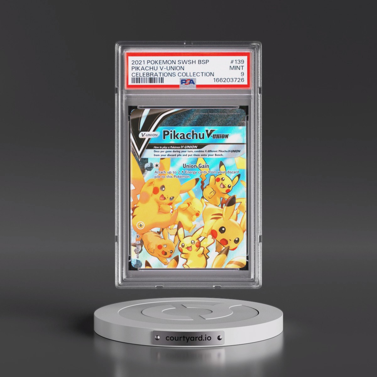 2021 Pokémon Swsh Black Star Promo #139 Pikachu V-Union - Celebrations Collection (PSA 9 MINT)