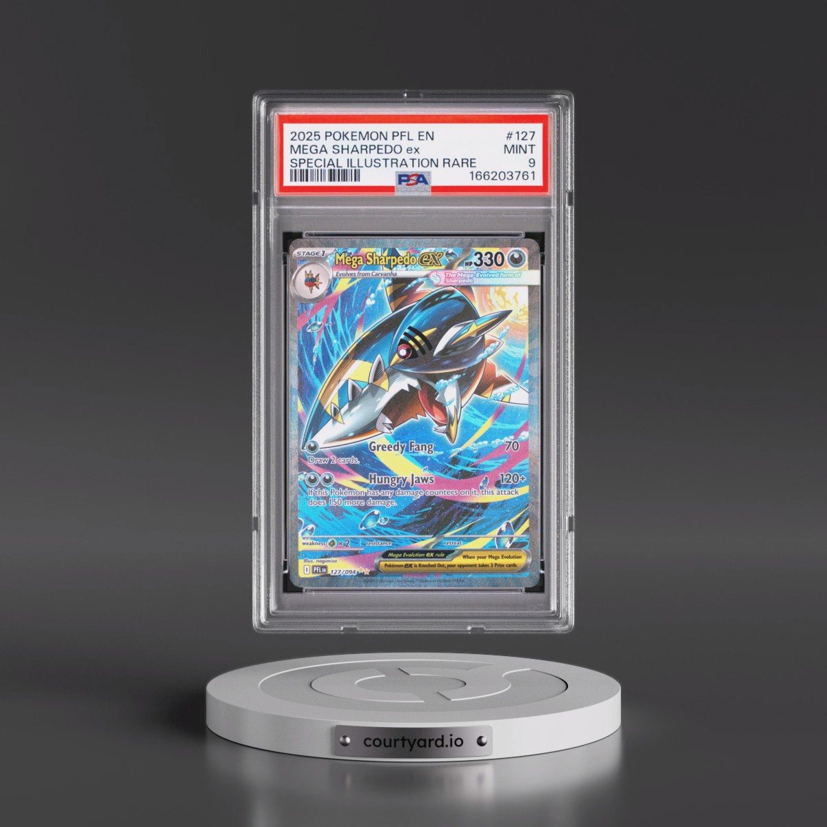 2025 Pokémon Pfl EN-Phantasmal Flames #127 Mega Sharpedo EX - Holo Special Illustration Rare (PSA 9 MINT)