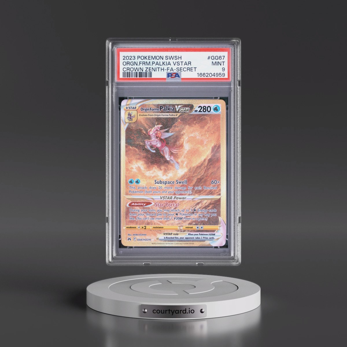 2023 Pokémon Sword and Shield Crown Zenith #GG67 Origin Forme Palkia Vstar - Full Art Secret (PSA 9 MINT)
