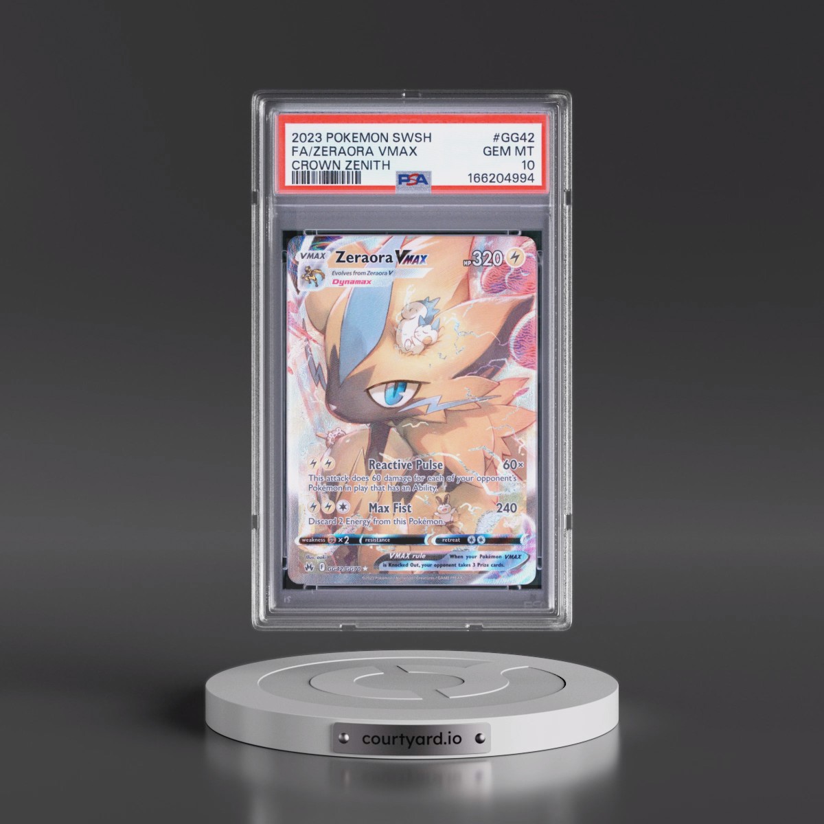 2023 Pokémon Sword and Shield Crown Zenith #GG42 Zeraora Vmax - Full Art (PSA 10 GEM MINT)