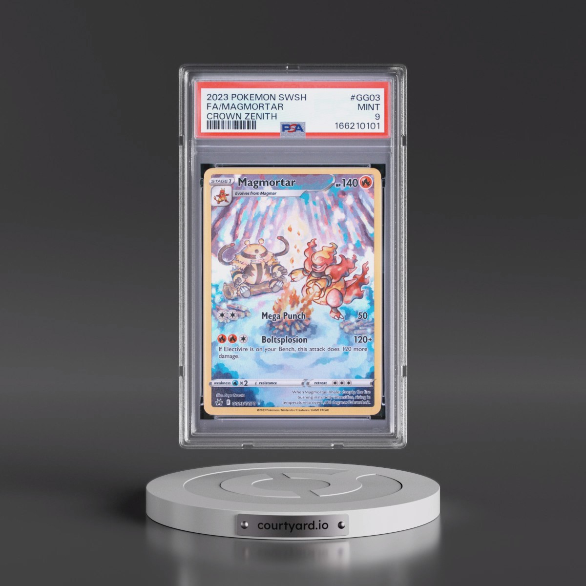 2023 Pokémon Sword and Shield Crown Zenith #GG03 Magmortar - Full Art (PSA 9 MINT)