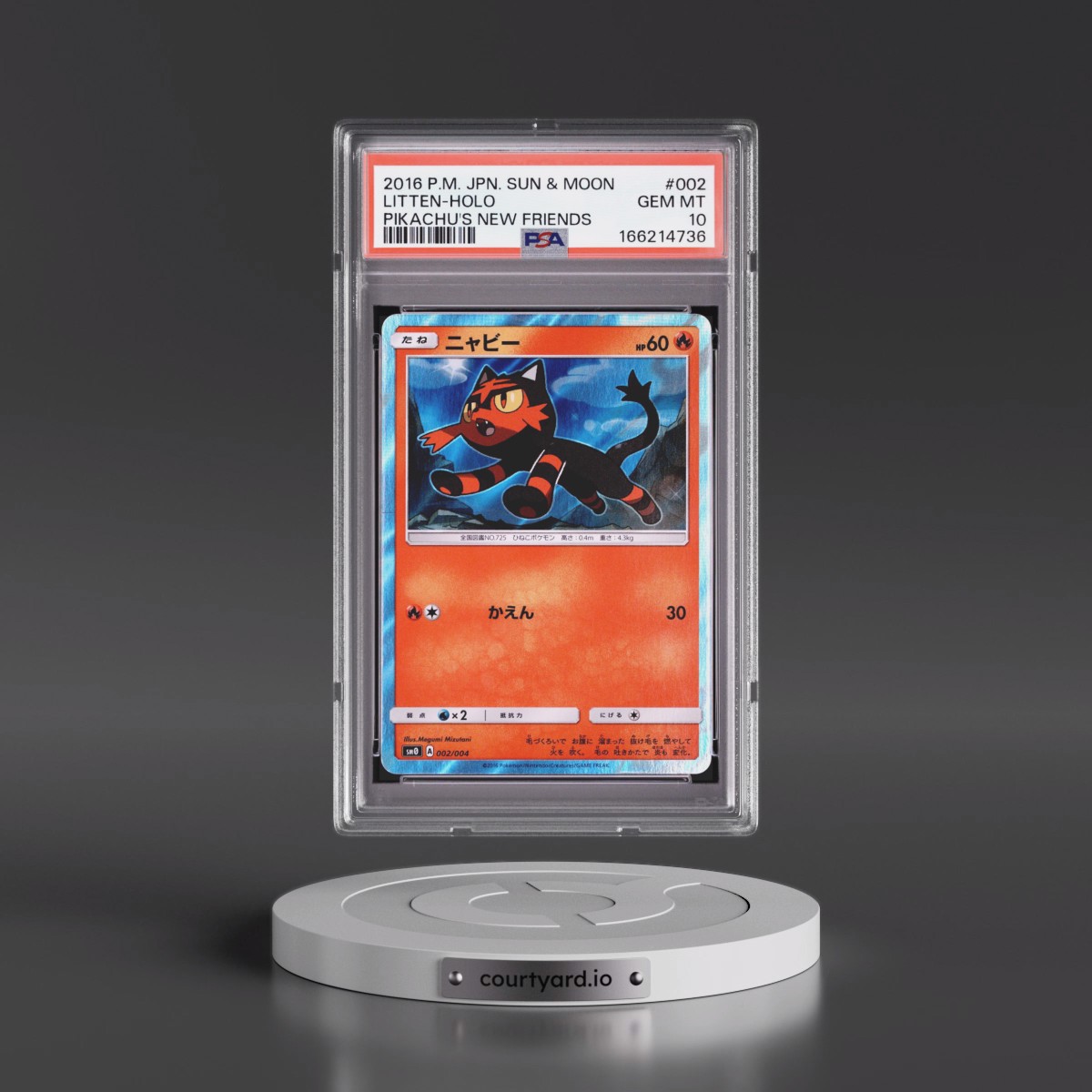 2016 Pokémon Sun & Moon Pikachu's New Friends #002 Litten - Holo (PSA 10 GEM MINT)