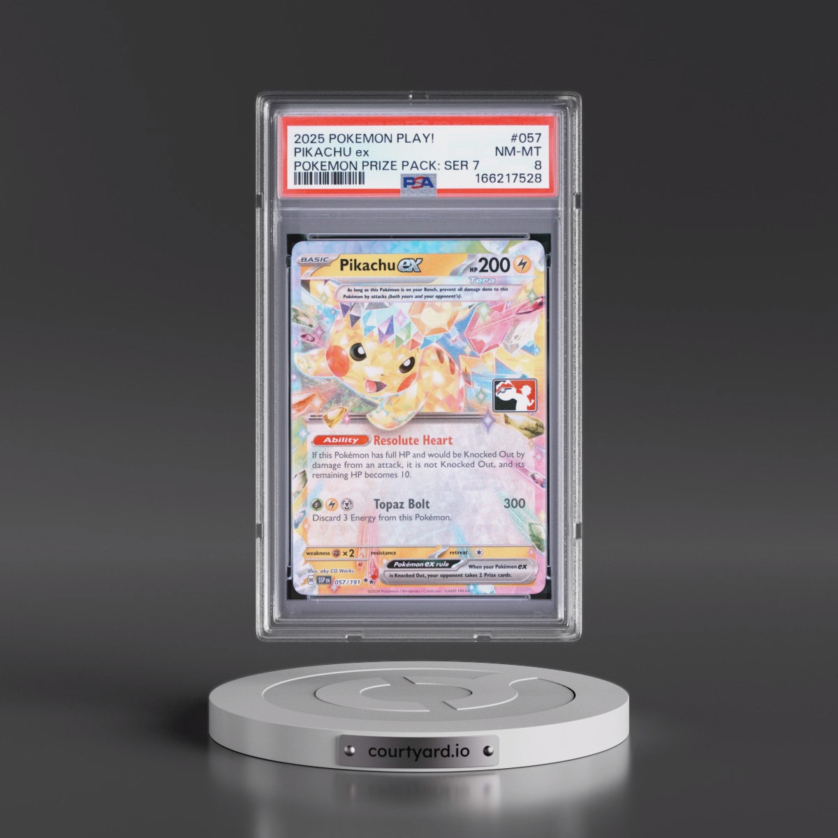 2025 Pokémon Play! Pokémon Prize Pack: Series 7 #057 Pikachu EX - Holo (PSA 8 NM-MT)