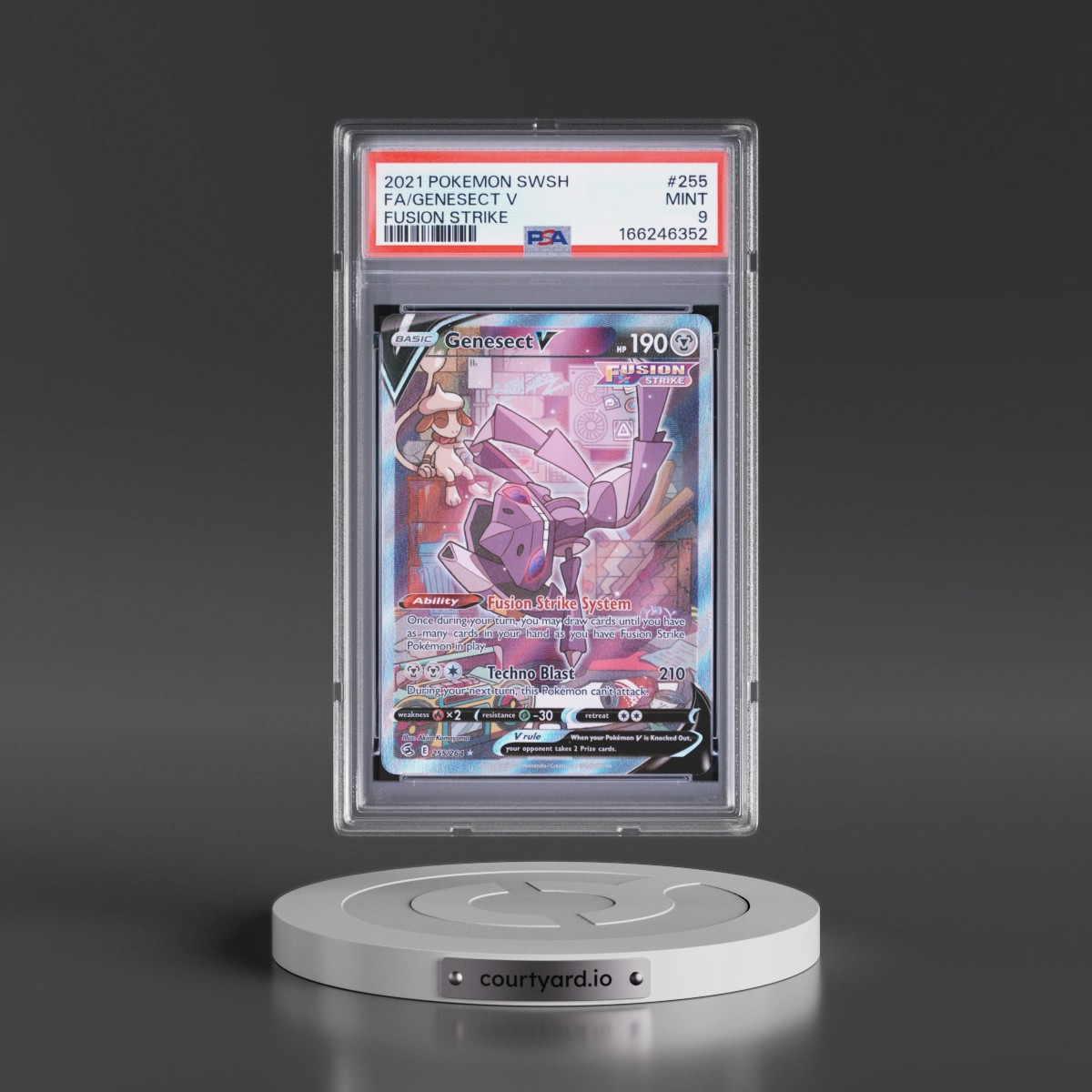 2021 Pokémon Sword & Shield Fusion Strike #255 Genesect V - Holo Full Art (PSA 9 MINT)