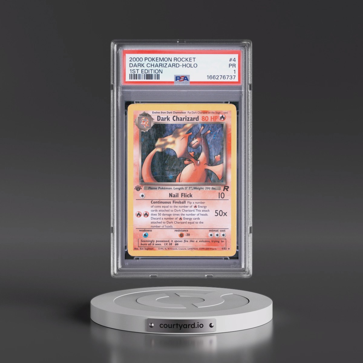 2000 Pokémon Rocket #4 Dark Charizard - 1st Edition Holo (PSA 1 PR)