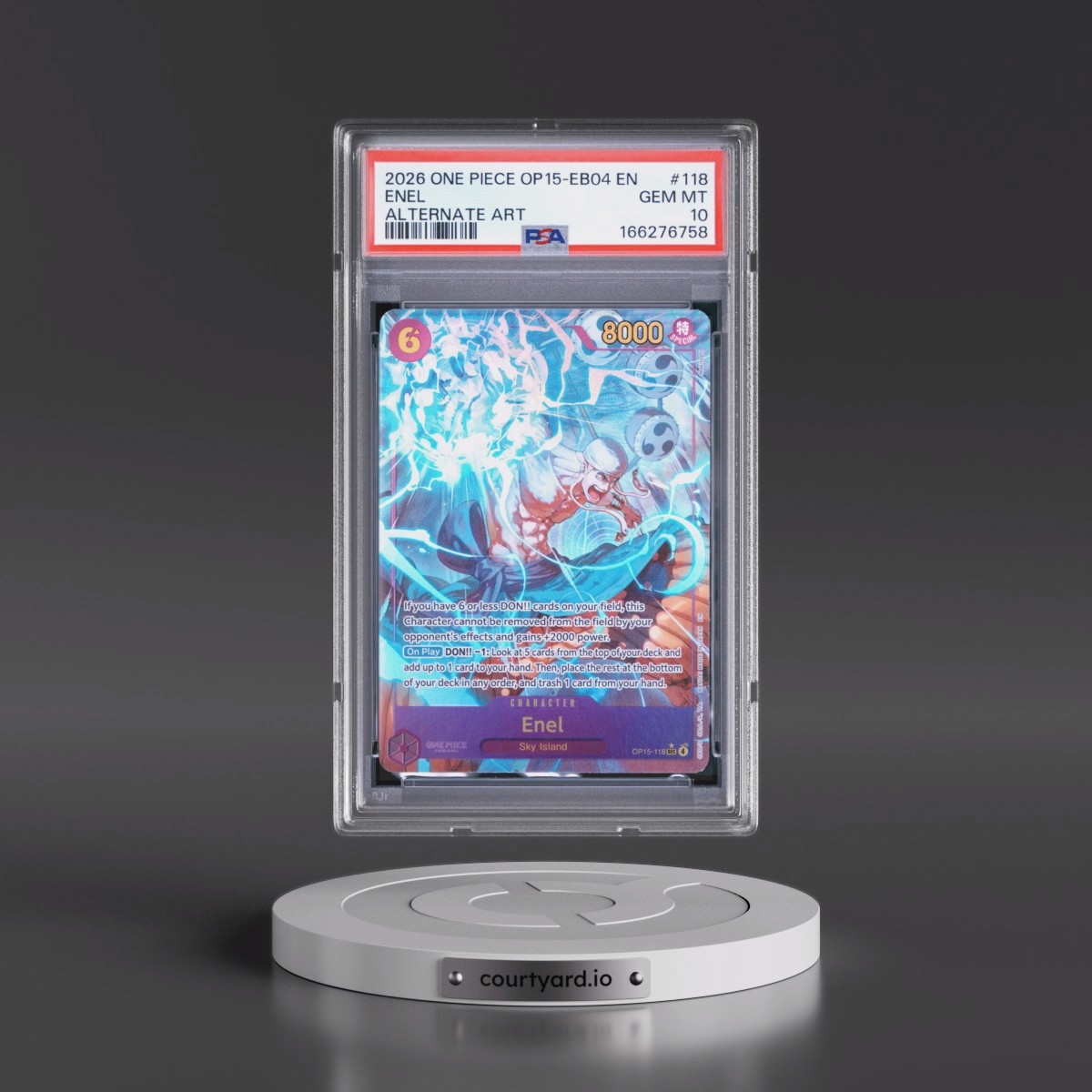 2026 One Piece OP15-EB04-Adventure on Kami's Island Enel - Alternate Art #118 PSA 10
