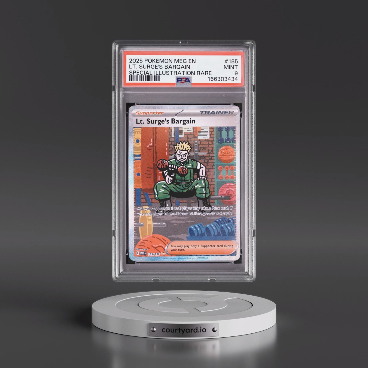 2025 Pokémon Meg EN-Mega Evolution #185 LT. Surge's Bargain - Special Illustration Rare (PSA 9 MINT)