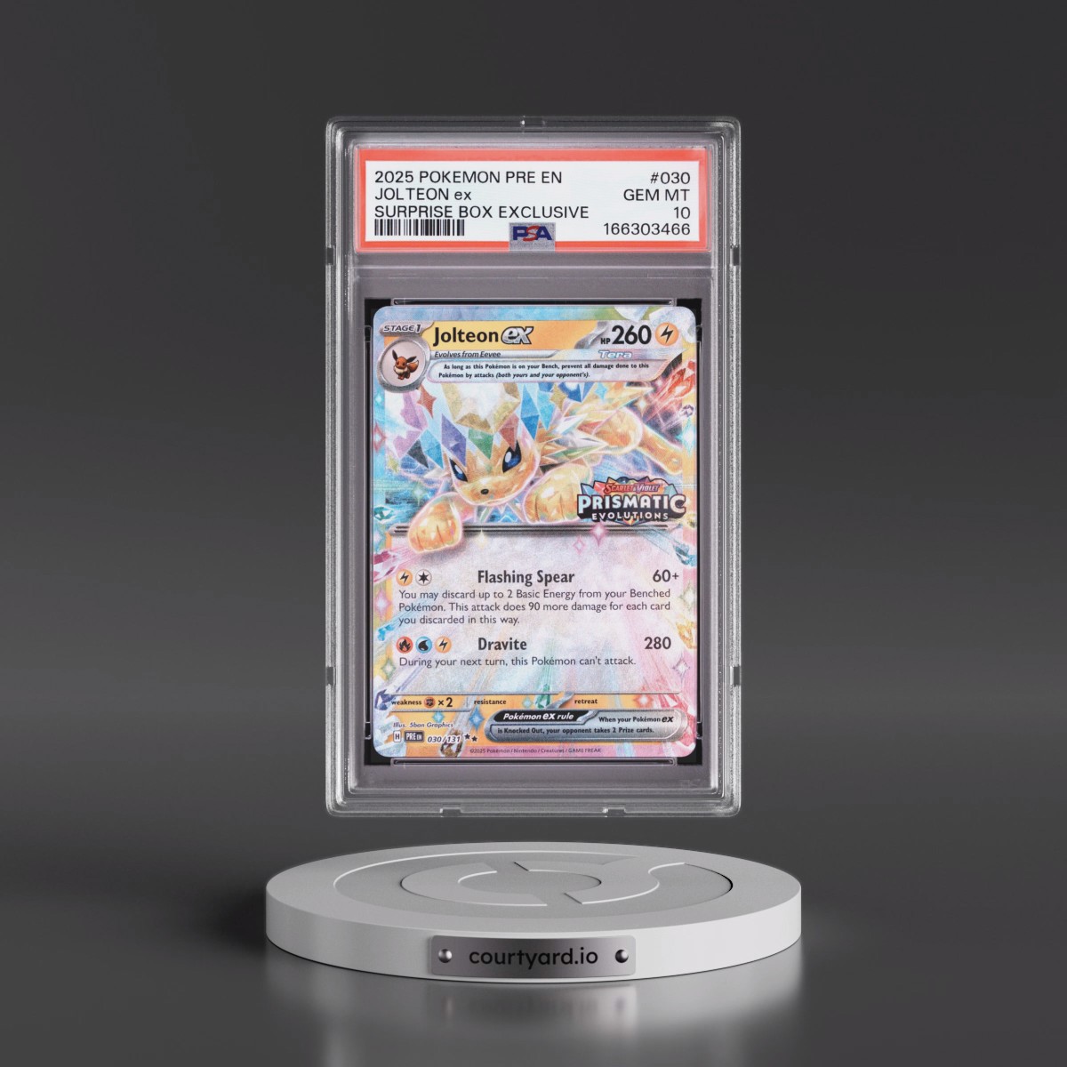 2025 Pokémon Pre EN-Prismatic Evolutions #030 Jolteon EX - Holo Surprise Box Exclusive (PSA 10 GEM MINT)