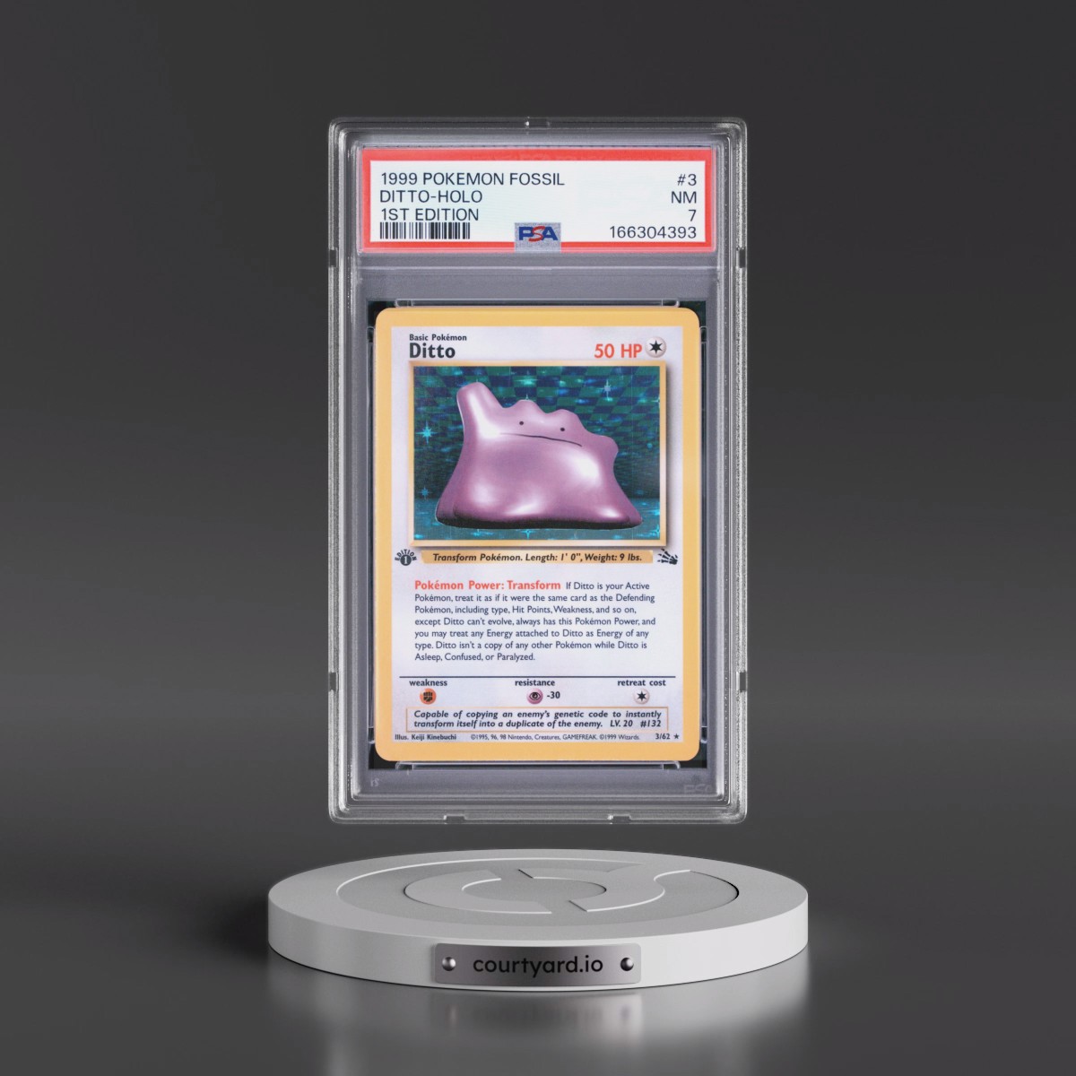 1999 Pokémon Fossil #3 Ditto - 1st Edition Holo (PSA 7 NM)