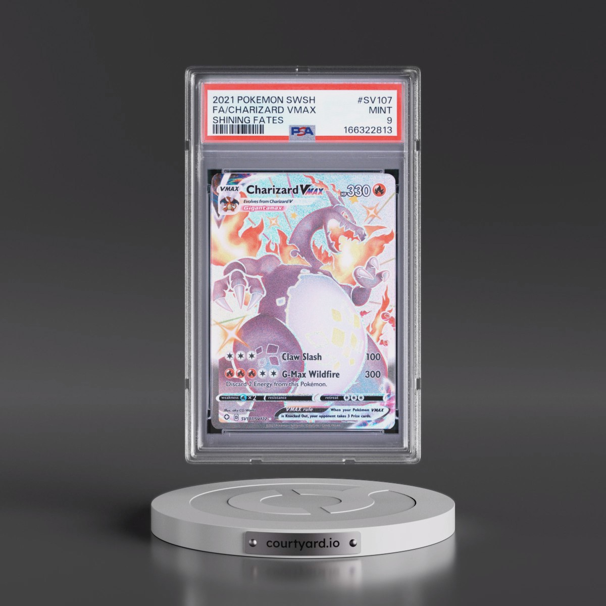 2021 Pokémon Sword & Shield Shining Fates #SV107 Charizard Vmax - Full Art (PSA 9 MINT)