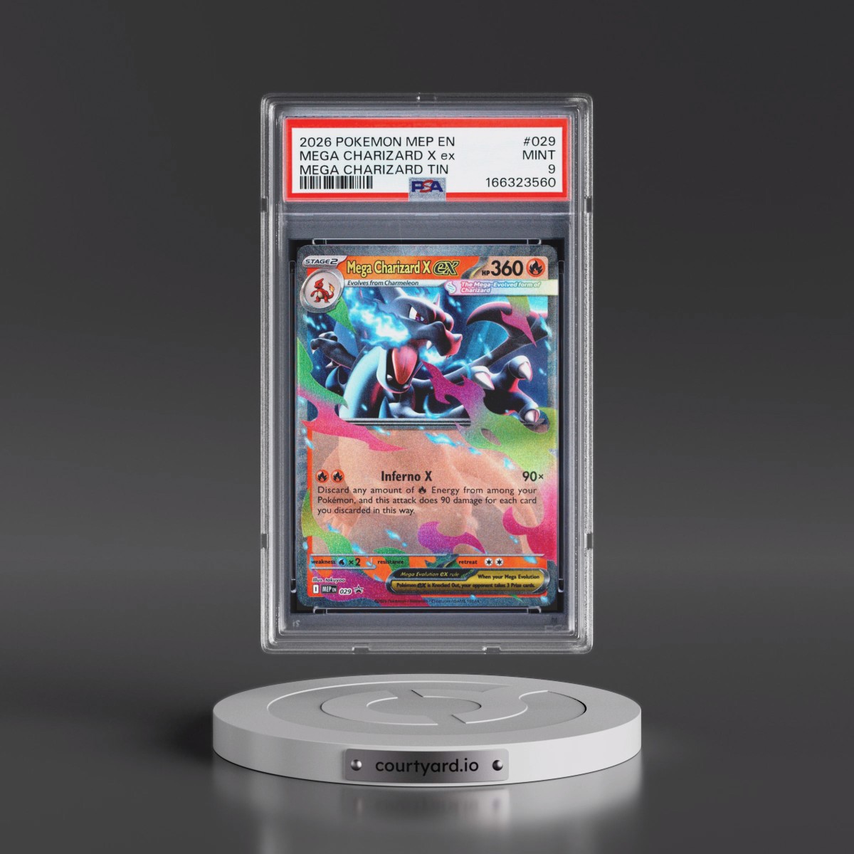 2026 Pokémon Mep EN-Me Black Star Promo #029 Mega Charizard X EX - Holo Mega Charizard Tin (PSA 9 MINT)