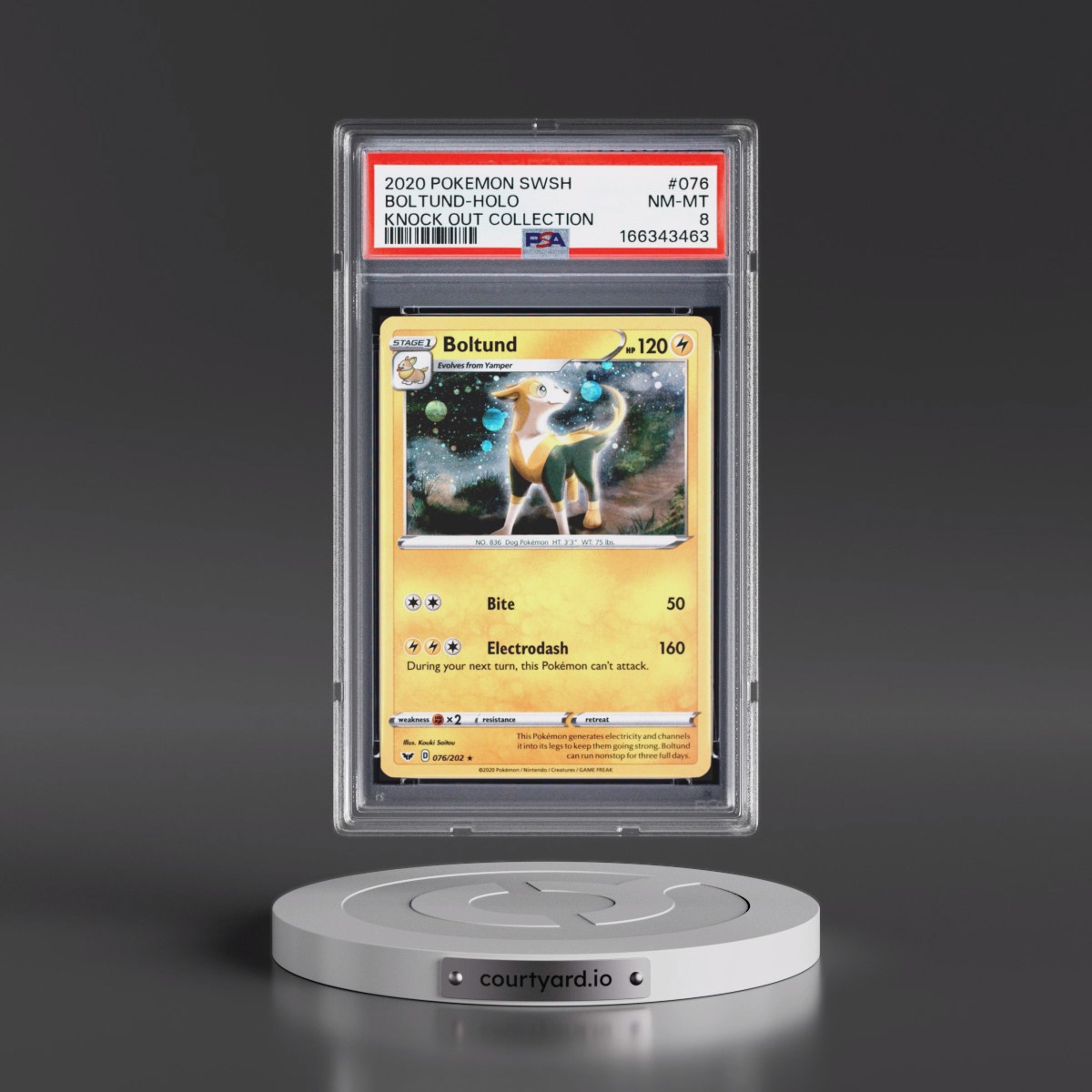 2020 Pokémon Sword & Shield #076 Boltund - Holo Knock Out Collection (PSA 8 NM-MT)