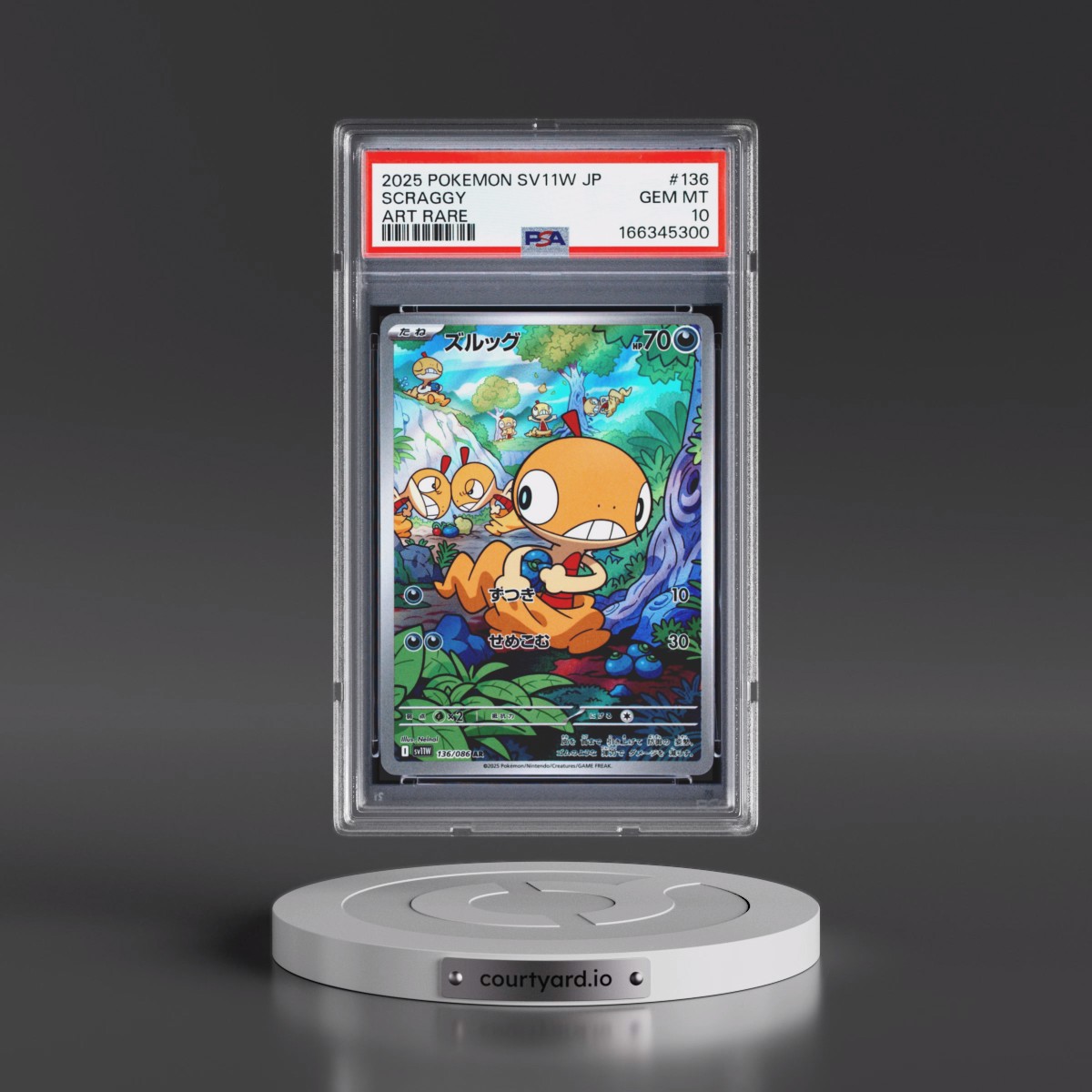 2025 Pokémon Sv11w-White Flare #136 Scraggy - Art Rare (PSA 10 GEM MINT)