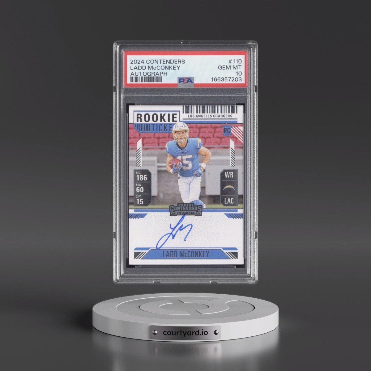 2024 Panini Contenders Ladd McConkey - Autograph #110 PSA 10