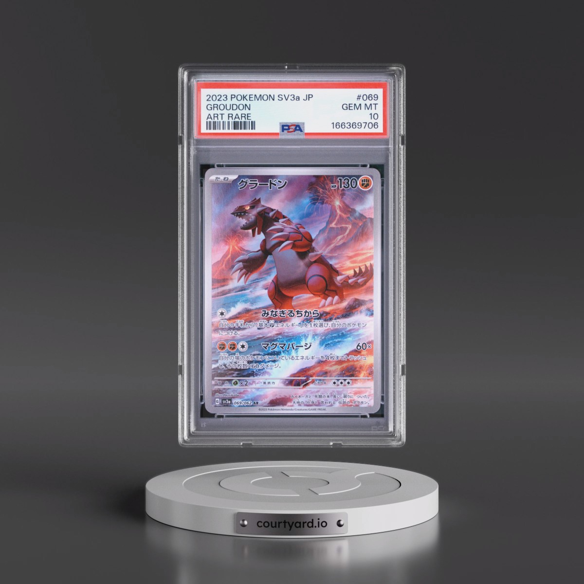 2023 Pokémon Sv3a-Raging Surf #069 Groudon - Art Rare (PSA 10 GEM MINT)