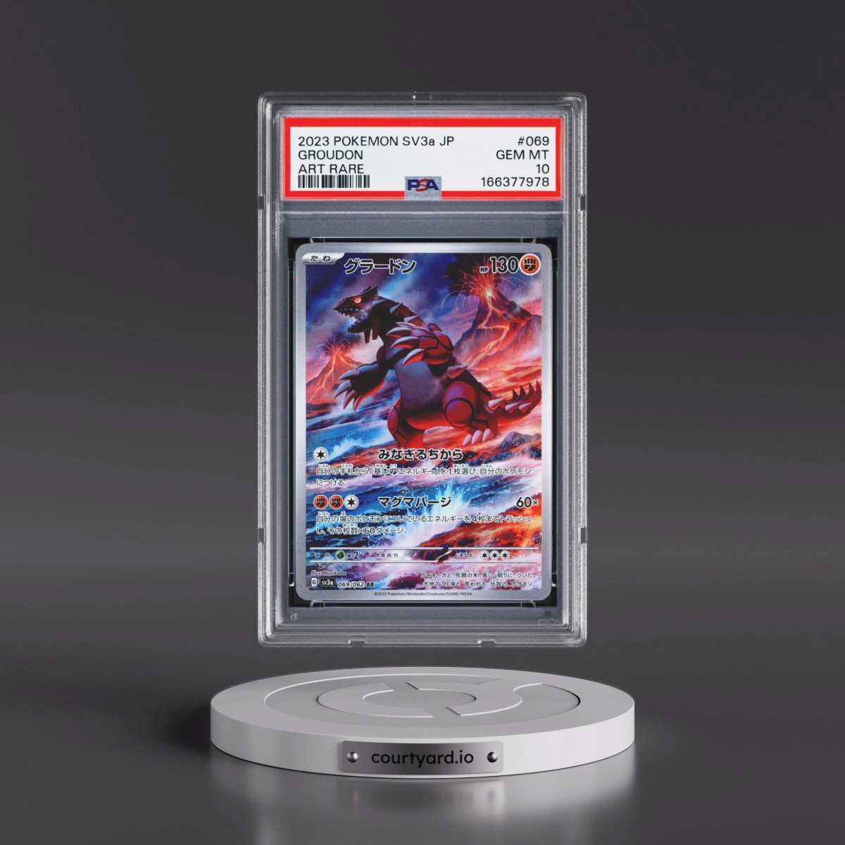 2023 Pokémon Sv3a-Raging Surf #069 Groudon - Art Rare (PSA 10 GEM MINT)