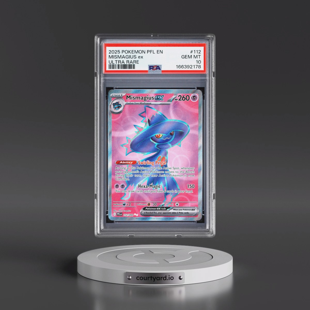 2025 Pokémon Pfl EN-Phantasmal Flames #112 Mismagius EX - Holo Ultra Rare (PSA 10 GEM MINT)