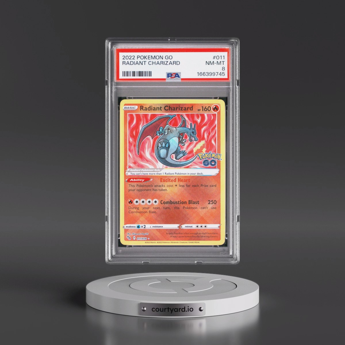 2022 Pokémon Go #011 Radiant Charizard - Holo (PSA 8 NM-MT)