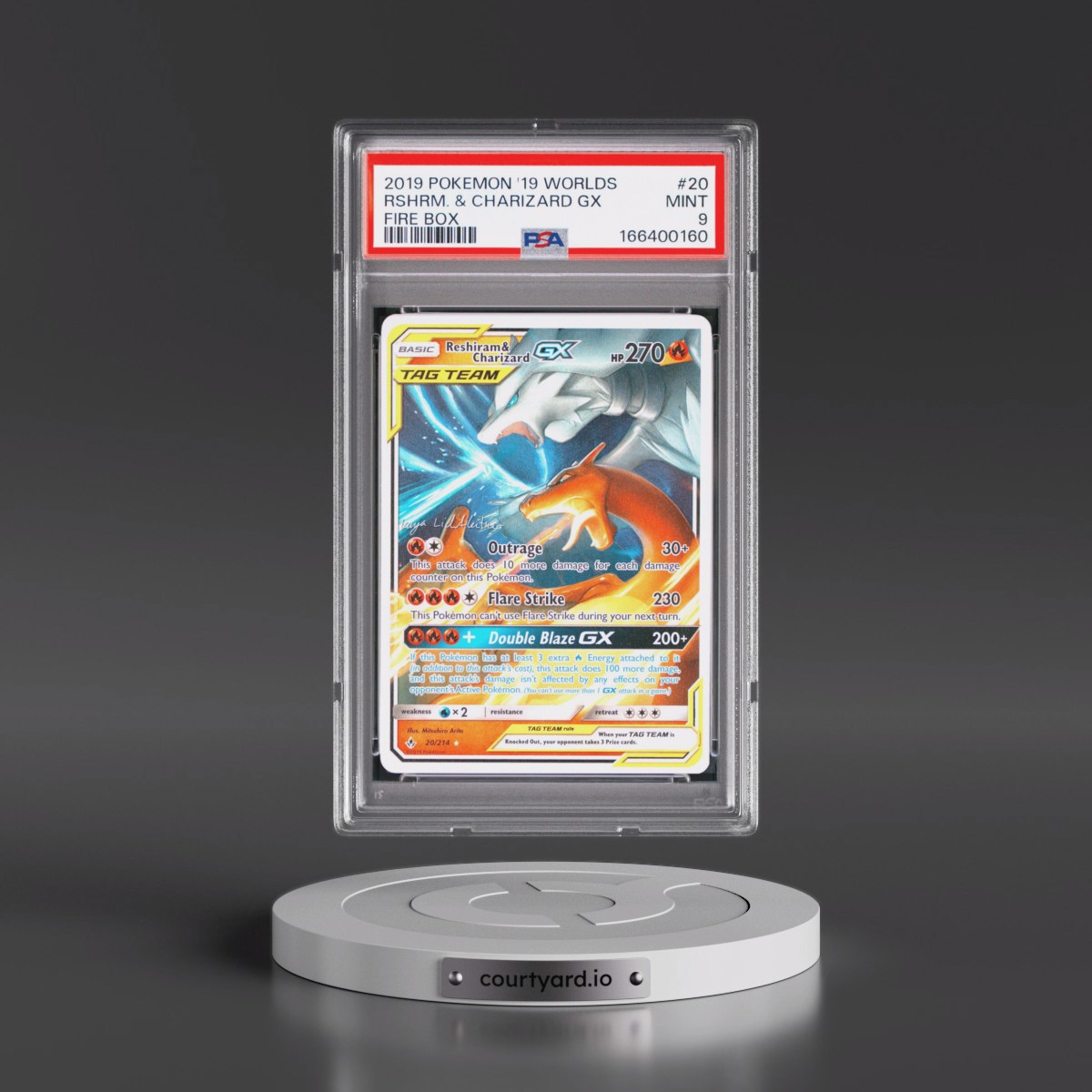 2019 Pokémon 2019 World Championships Deck: Fire Box #20 Reshiram & Charizard GX - Holo (PSA 9 MINT)
