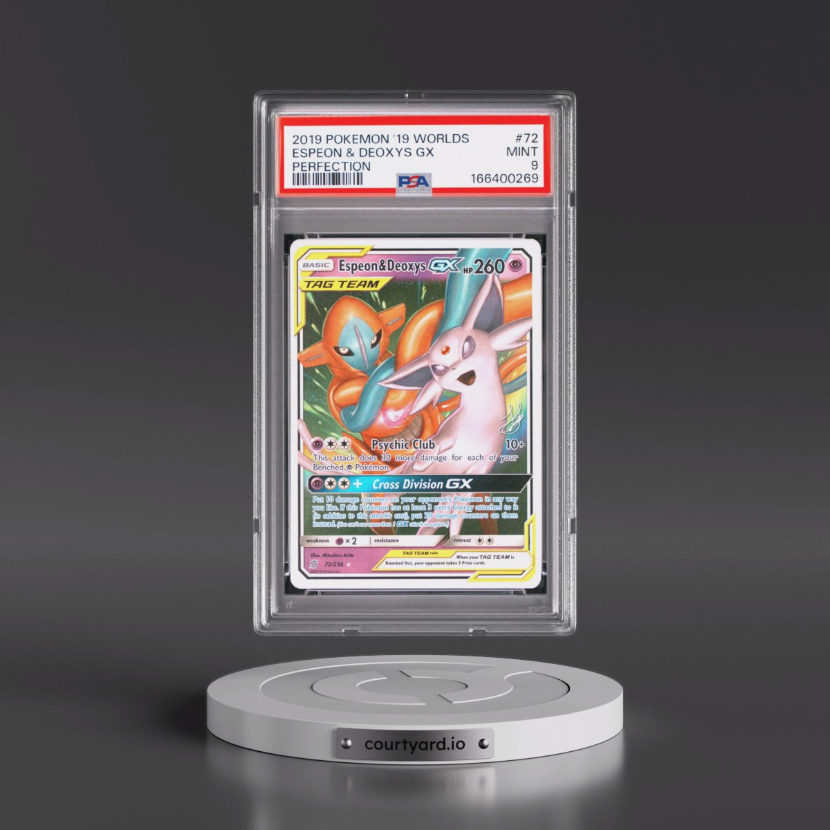 2019 Pokémon 2019 World Championships Deck: Perfection #72 Espeon & Deoxys GX - Holo (PSA 9 MINT)