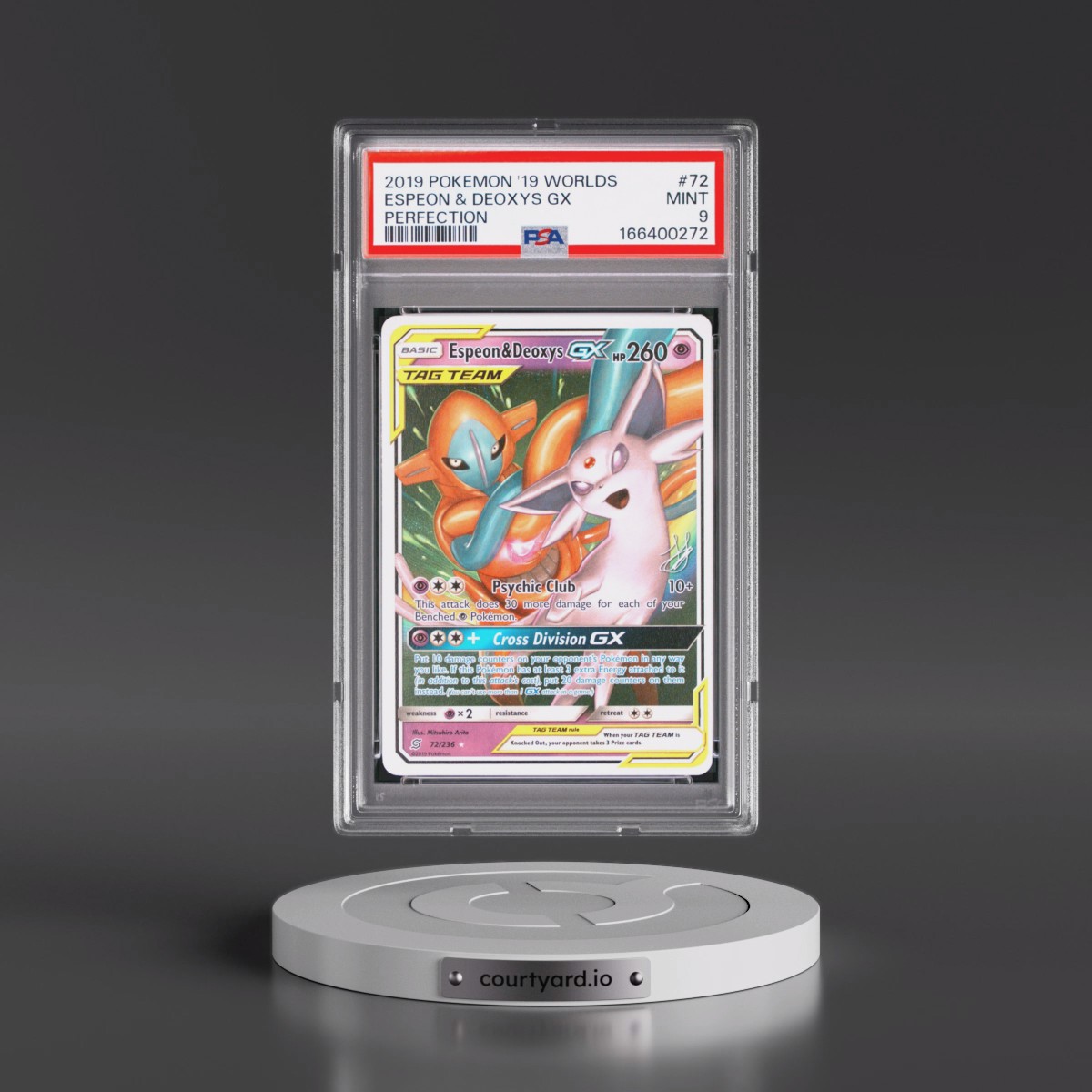 2019 Pokémon 2019 World Championships Deck: Perfection #72 Espeon & Deoxys GX - Holo (PSA 9 MINT)