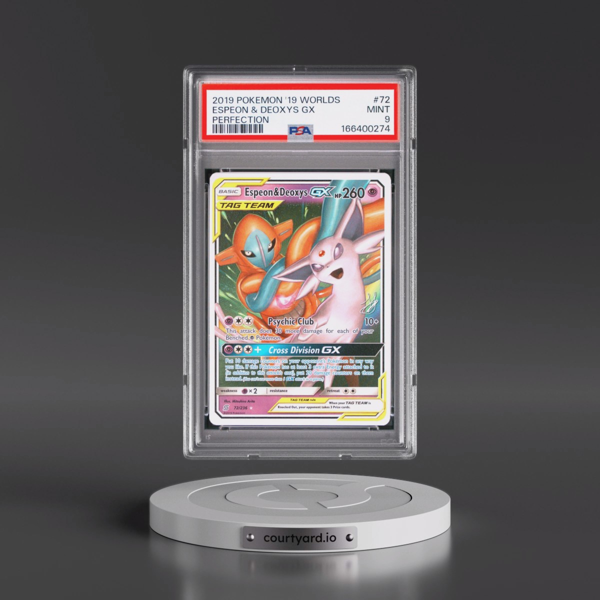 2019 Pokémon 2019 World Championships Deck: Perfection #72 Espeon & Deoxys GX - Holo (PSA 9 MINT)