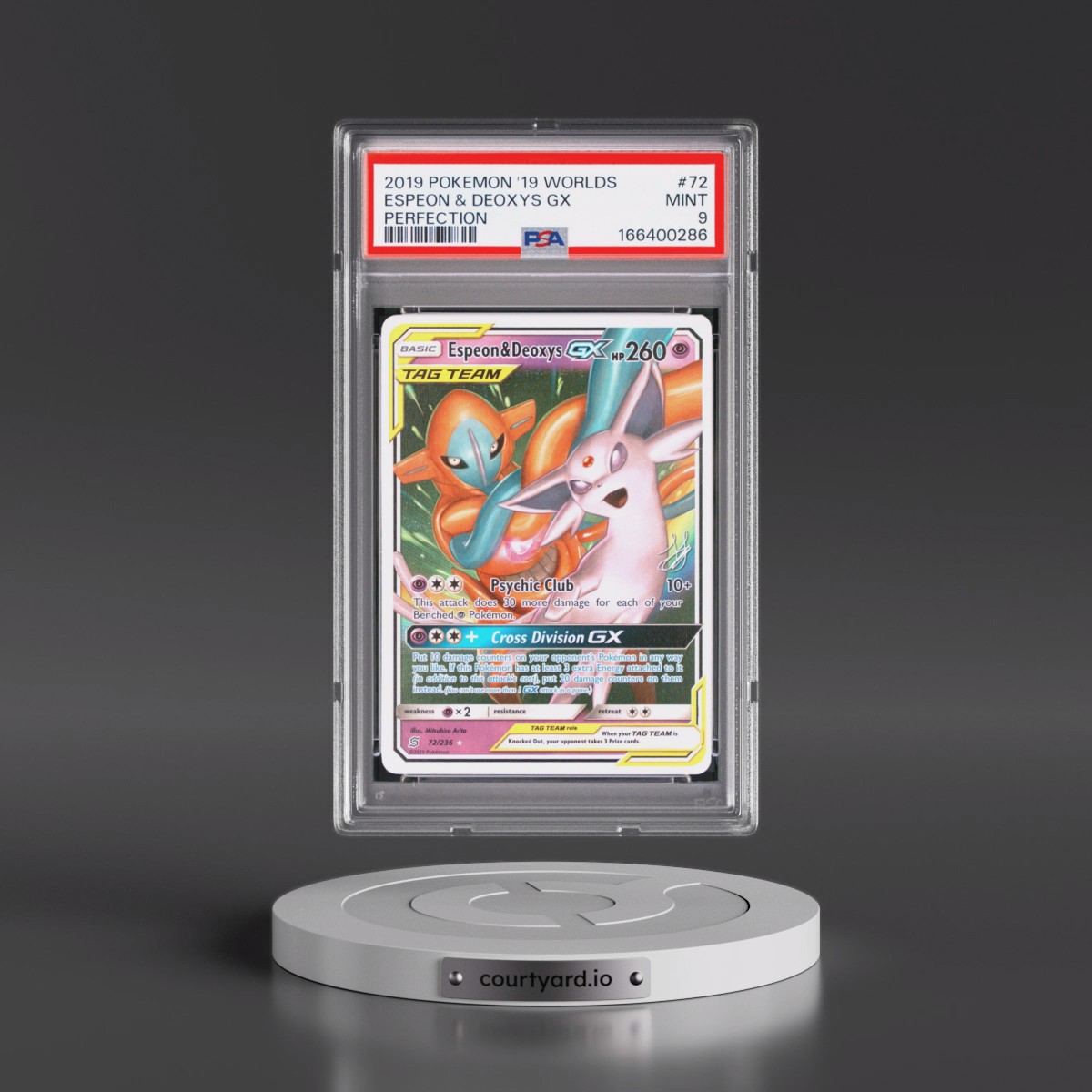 2019 Pokémon 2019 World Championships Deck: Perfection #72 Espeon & Deoxys GX - Holo (PSA 9 MINT)