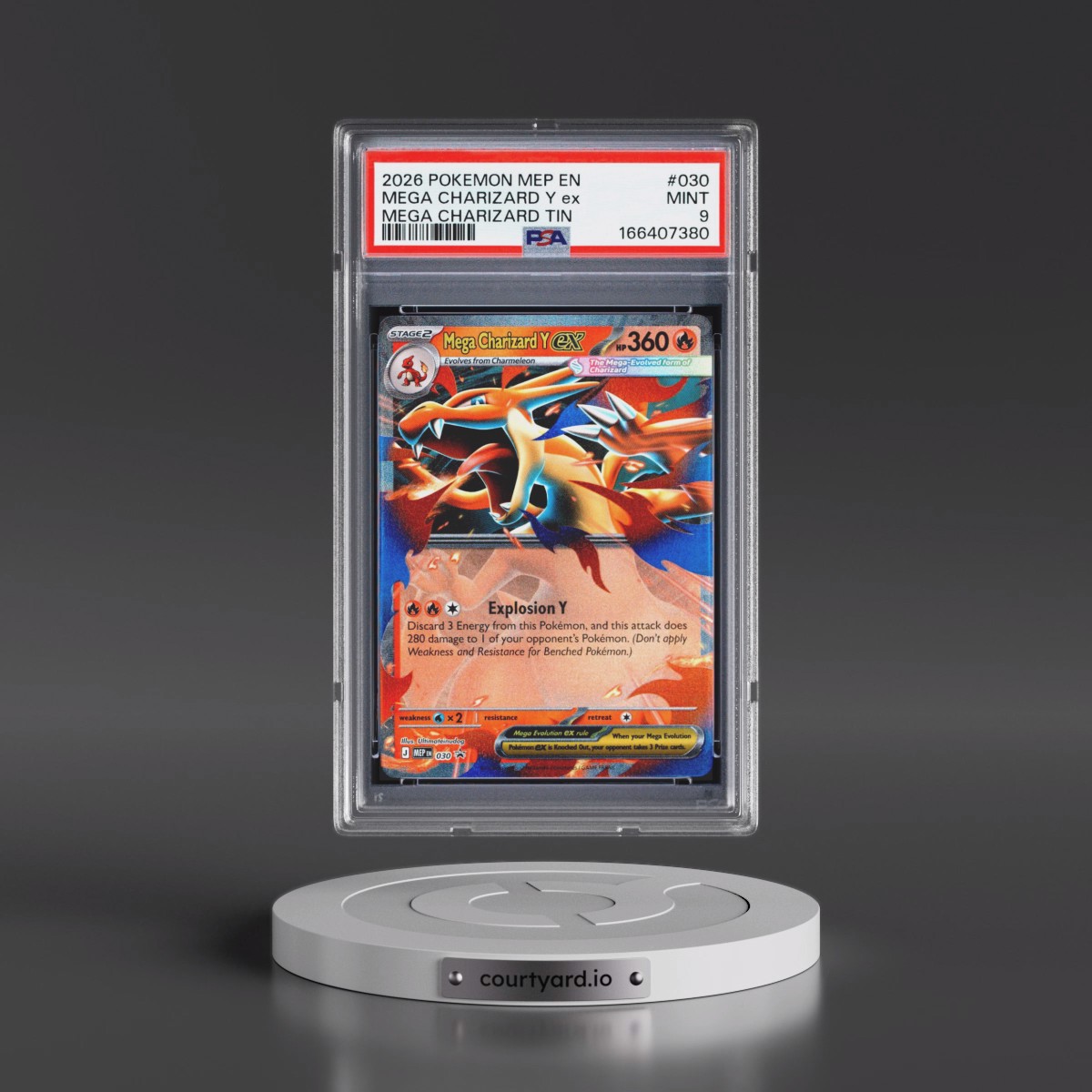 2026 Pokémon Mep EN-Me Black Star Promo #030 Mega Charizard Y EX - Holo Mega Charizard Tin (PSA 9 MINT)
