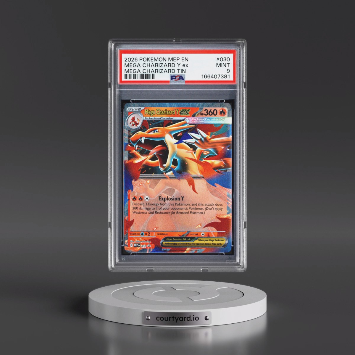 2026 Pokémon Mep EN-Me Black Star Promo #030 Mega Charizard Y EX - Holo Mega Charizard Tin (PSA 9 MINT)