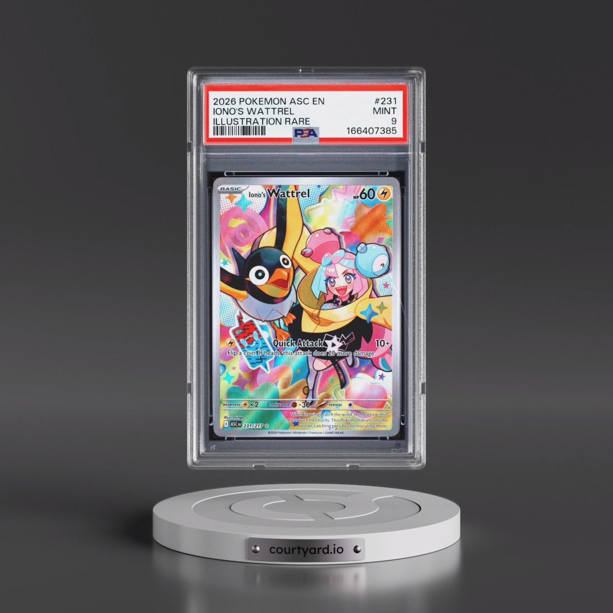 2026 Pokémon Asc EN-Ascended Heroes #231 Iono's Wattrel - Illustration Rare (PSA 9 MINT)