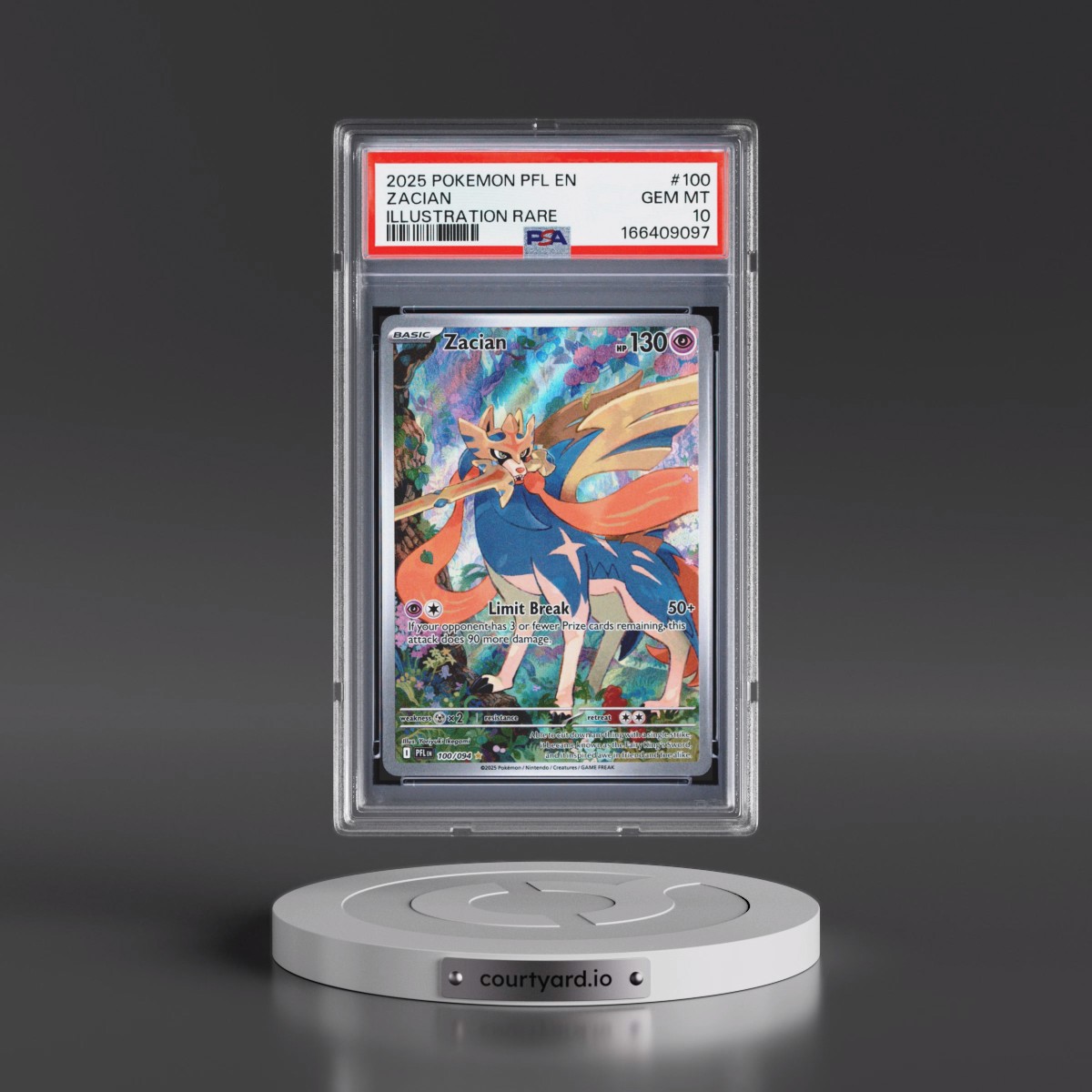 2025 Pokémon Pfl EN-Phantasmal Flames #100 Zacian - Illustration Rare (PSA 10 GEM MINT)