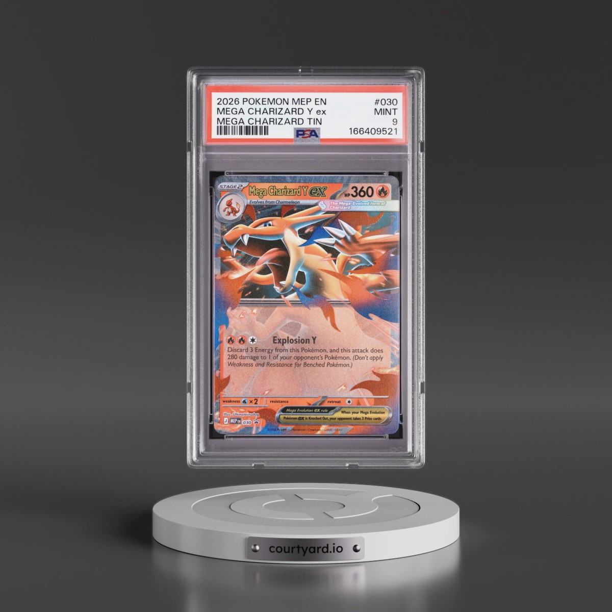 2026 Pokémon Mep EN-Me Black Star Promo #030 Mega Charizard Y EX - Holo Mega Charizard Tin (PSA 9 MINT)