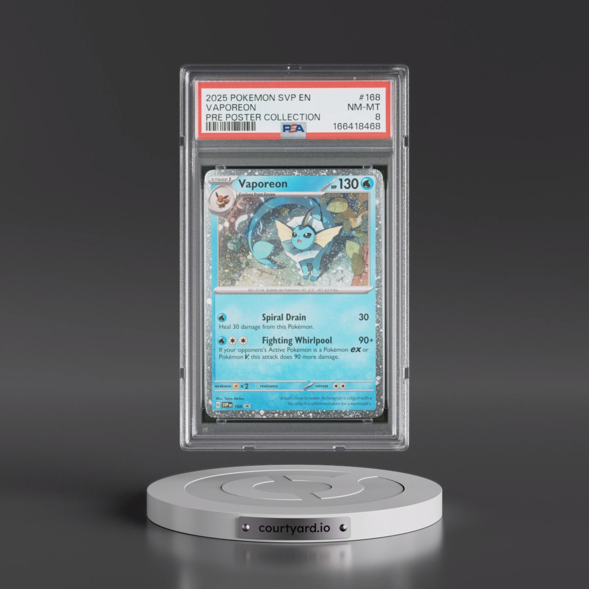 2025 Pokémon Svp EN-SV Black Star Promo #168 Vaporeon - Prismatic Evolutions Poster Collection (PSA 8 NM-MT)