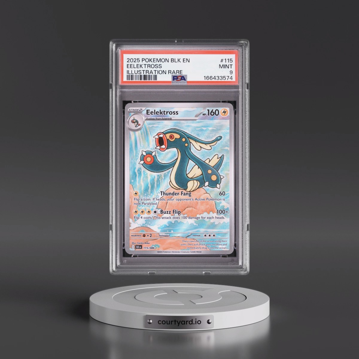 2025 Pokémon Blk EN-Black Bolt #115 Eelektross - Illustration Rare (PSA 9 MINT)