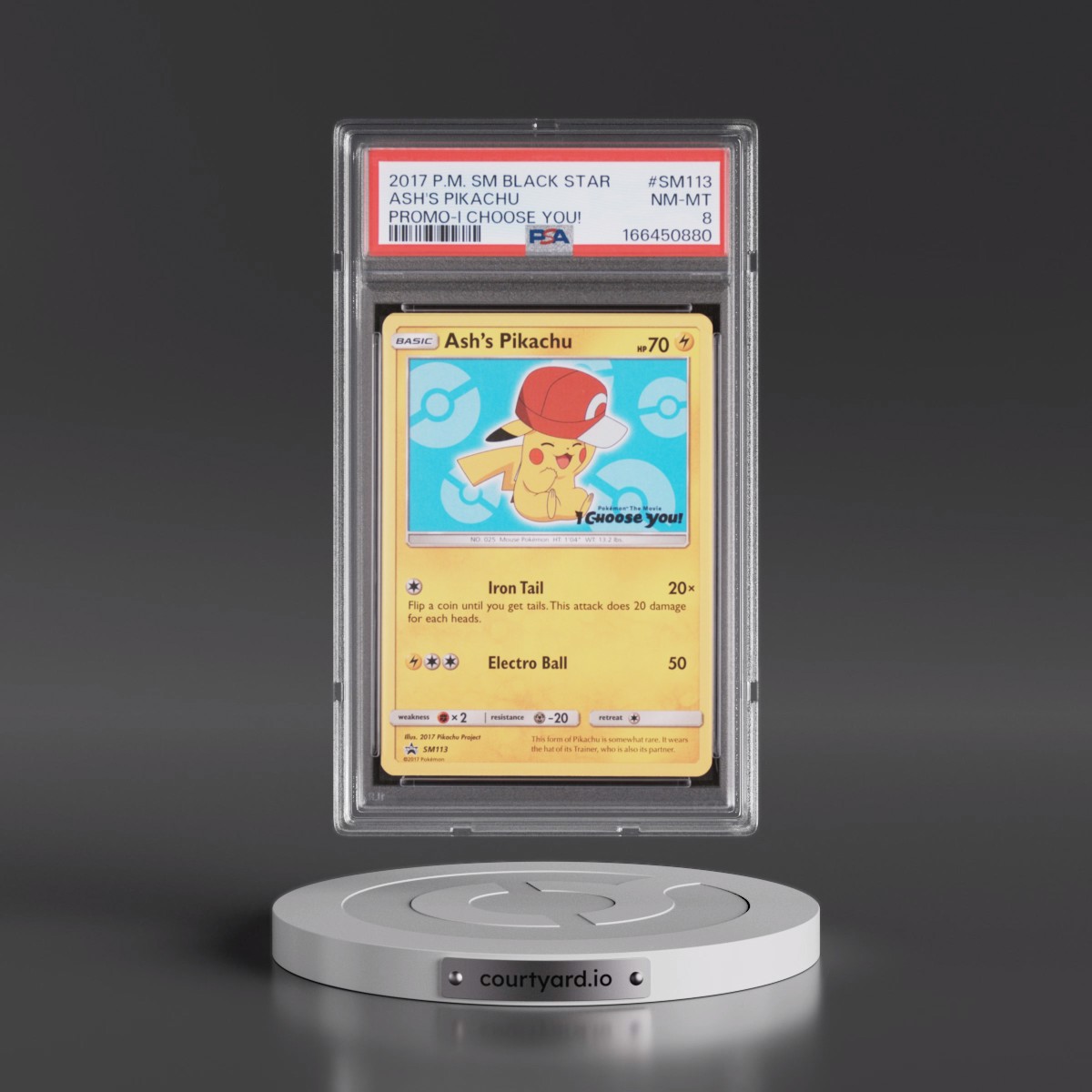 2017 Pokémon SM Black Star Promo Ash's Pikachu - I Choose You! #SM113 PSA 8