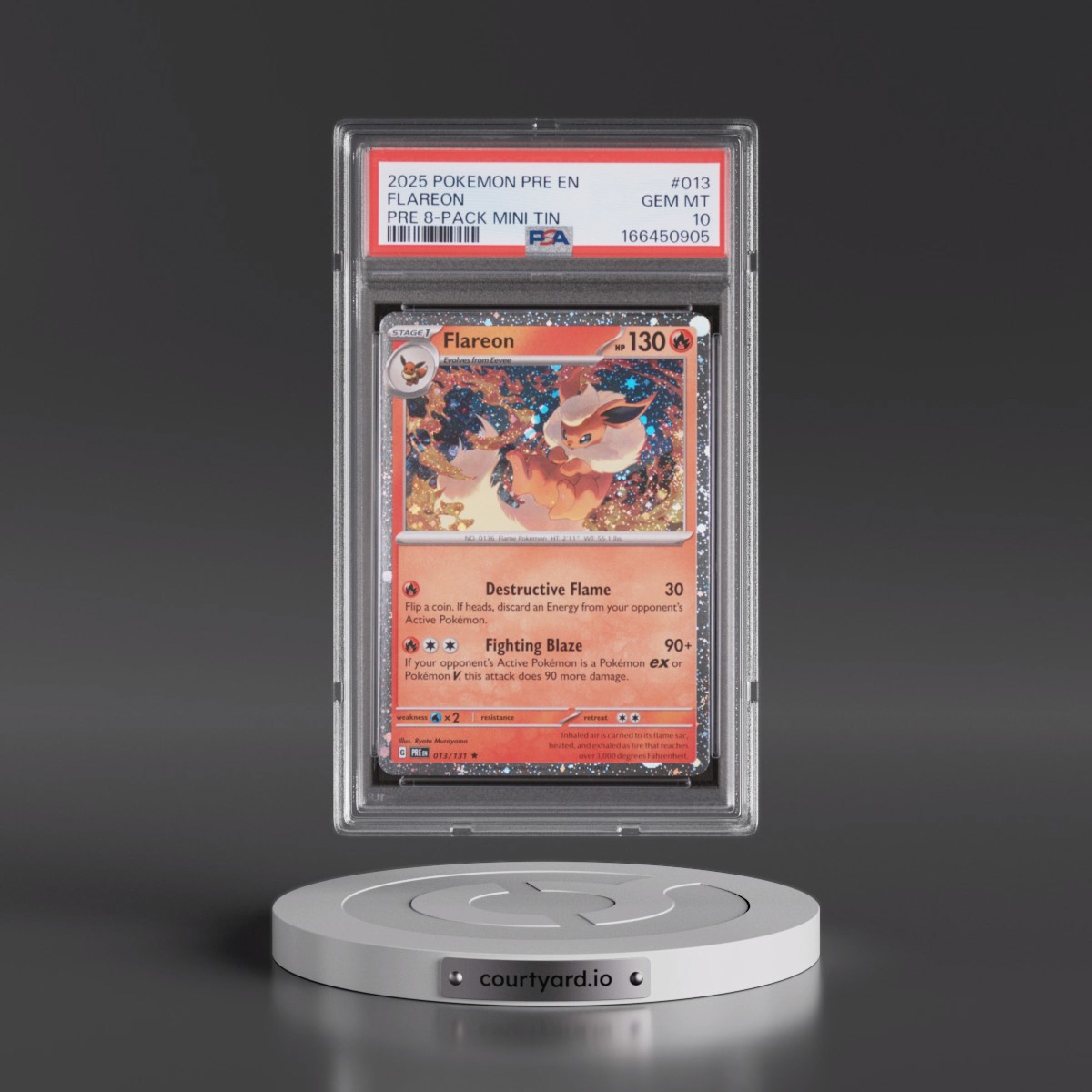 2025 Pokémon Pre EN-Prismatic Evolutions Flareon - Prismatic Evolutions 8-Pack Mini Tin #013 PSA 10
