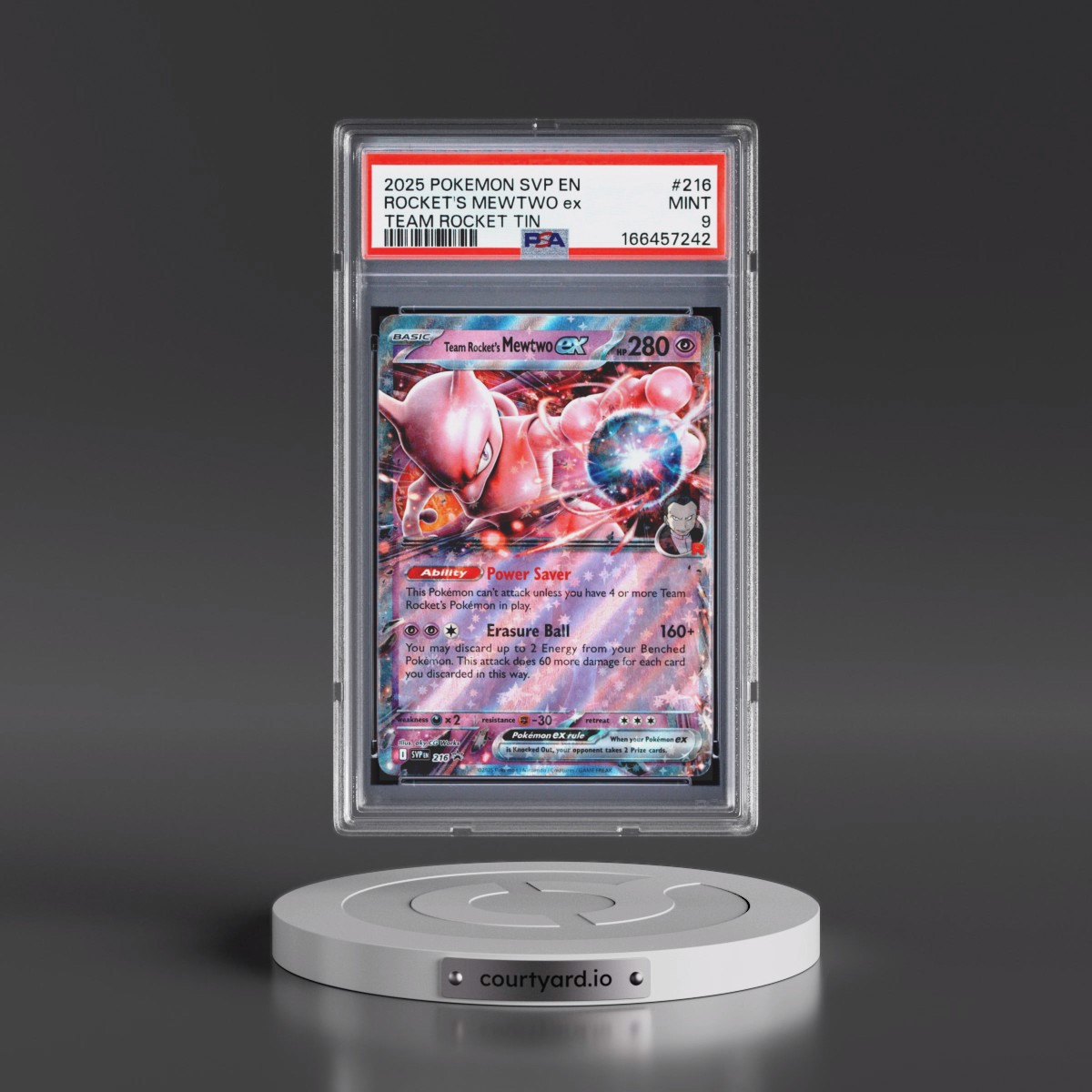 2025 Pokémon Svp EN-SV Black Star Promo #216 Team Rocket's Mewtwo EX - Holo Team Rocket Tin (PSA 9 MINT)