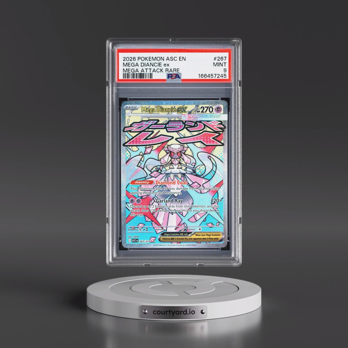 2026 Pokémon Asc EN-Ascended Heroes #267 Mega Diancie EX - Holo Mega Attack Rare (PSA 9 MINT)