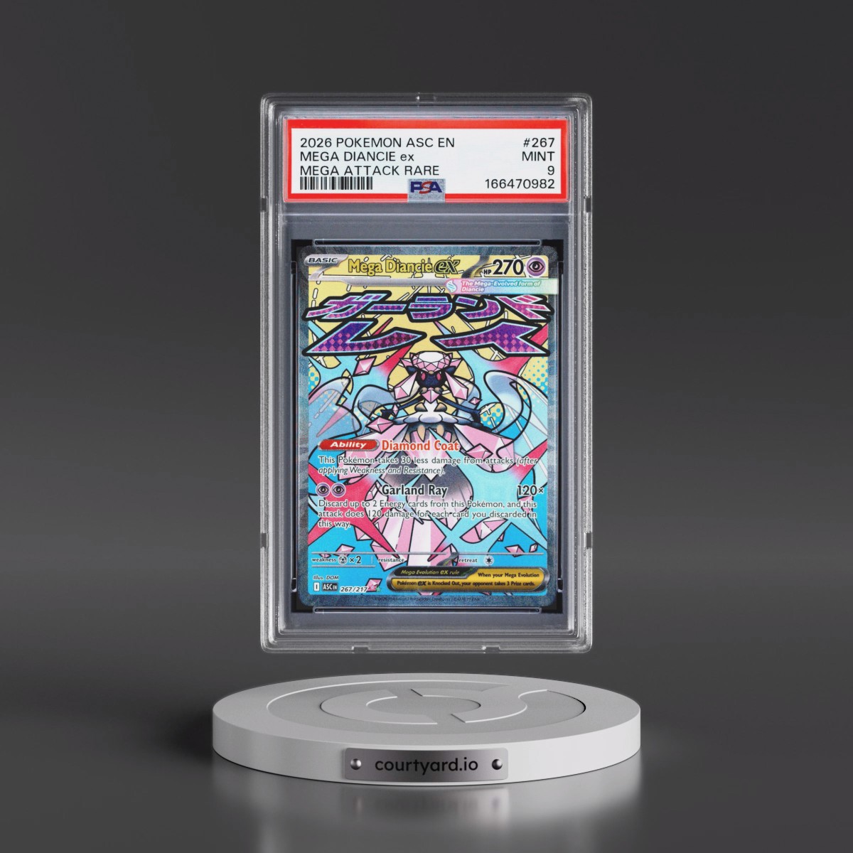 2026 Pokémon Asc EN-Ascended Heroes #267 Mega Diancie EX - Holo Mega Attack Rare (PSA 9 MINT)